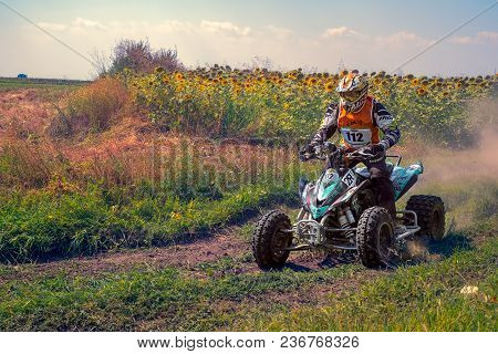 Ruse District, Bulgaria - July 21, 2017. Ivanovo Village Area, Ruse Region, Bulgaria, Atv In Action