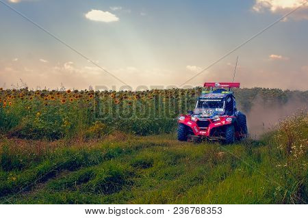 Ruse District, Bulgaria - July 21, 2017. Ivanovo Village Area, Ruse Region, Bulgaria, Rally Car In A