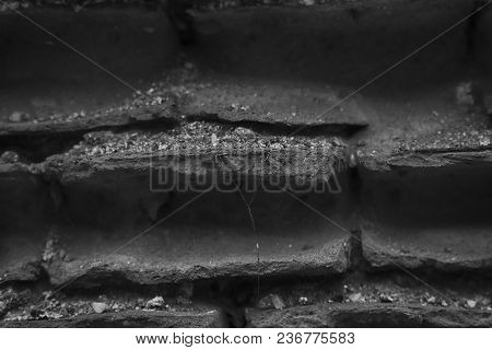 Old Monochrome Brick Wall, Stone Background Or Rock Surface - Good For Web Site Or Mobile Devices.