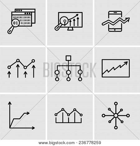 Set Of 9 Simple Editable Icons Such As Data Analytics Wheel, Increasing Bars, Triangular Pyramid, Da
