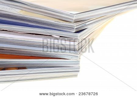 stack of magazines isolated