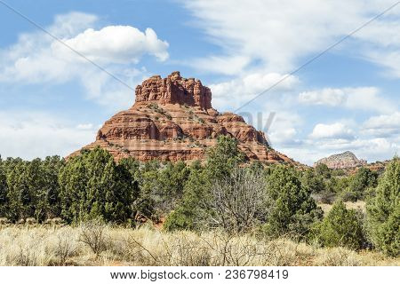 The Bell Rock Is An Iconic Landmark Butte Rock Formation In The Desert Near The Town Of Oak Creek So