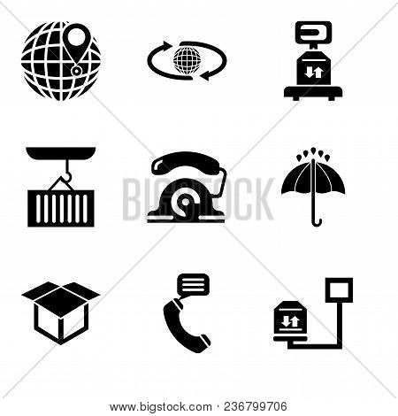 Set Of 9 Simple Editable Icons Such As Weight Of Delivery Package On A Scale, Talking By Phone Auric