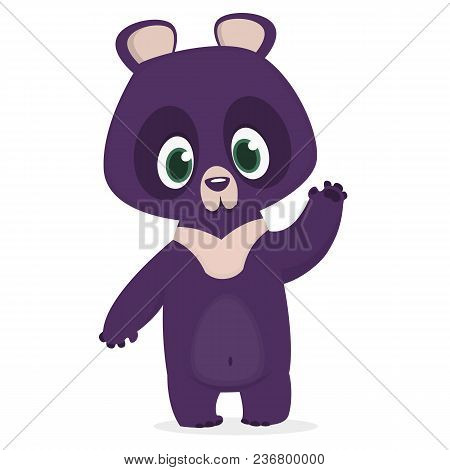 Funny Cartoon Himalayan Bear Waving Hand. Vector Illustration Of A Bear Character