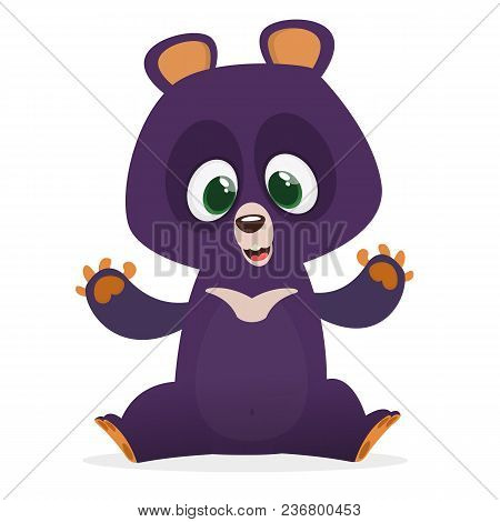 Funny Himalayan Bear Cartoon. Vector Illustration For Children Book