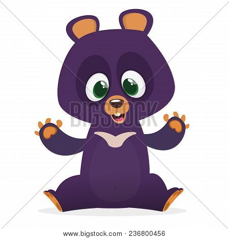 Himalayan Bear Cartoon. Big Collection Of Cartoon Forest Animals. Vector Illustration For Children B