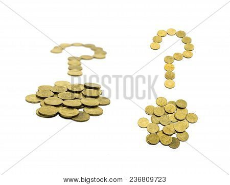 Question Mark Composed Of 10 Euro Cent Coins. Isolated On White