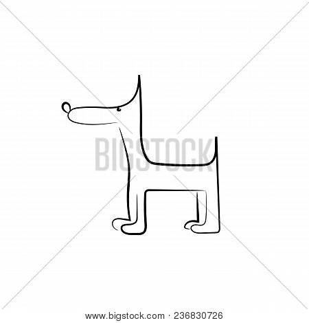 Funny Black Dog Silhouette For Your Design. Vector Illustration.