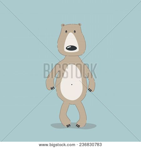 Cute Funny Bear. Hand Drawn Work. Childish Cartoon Design For Kid T-shirts, Dress Or Greeting Cards.