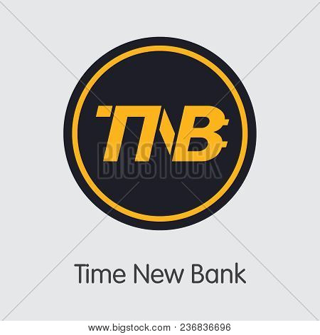 Time New Bank. Crypto Currency. Tnb Coin Image Isolated On Grey Background. Stock Vector Logo.