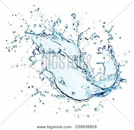 Water Splash With Drops Isolated On White Backgroud
