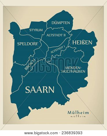Modern City Map - Mulheim City Of Germany With Boroughs And Titles De