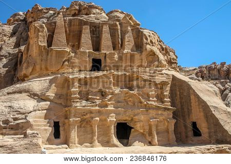 Scenic View Obelisk Tomb And The Triclinium In Petra, Jordan