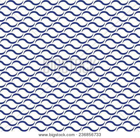 Waves Blue Lines Seamless Vector Pattern.