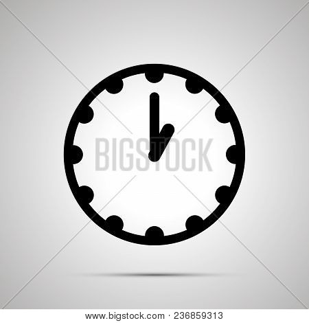 Clock Face Showing 1-00, Simple Black Icon Isolated On White