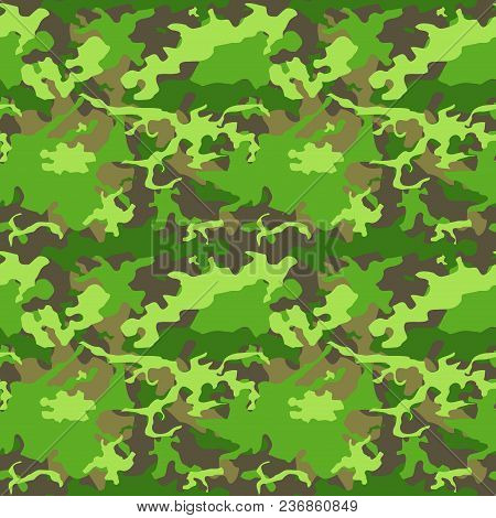Green Army Camo Vector Texture - Seamless Military Fashion Pattern.