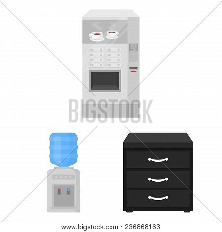 Interior Of The Workplace Cartoon Icons In Set Collection For Design. Office Furniture Vector Symbol