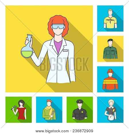 People Of Different Professions Flat Icons In Set Collection For Design. Worker And Specialist Vecto