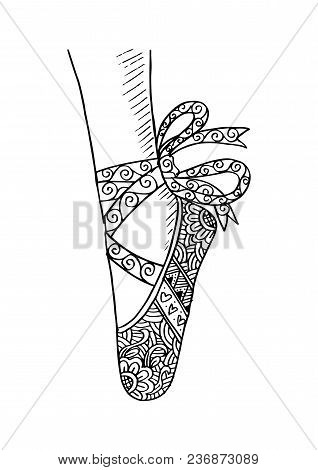 Leg And Shoes Of A Young Ballerina Illustration, Hand Drawing