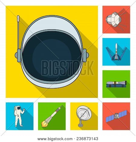 Space Technology Flat Icons In Set Collection For Design.spacecraft And Equipment Vector Symbol Stoc