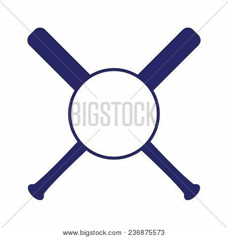 Baseball Crossed Bats - Circle Monogram. Criss Cross Bats. Flat Vector Illustration