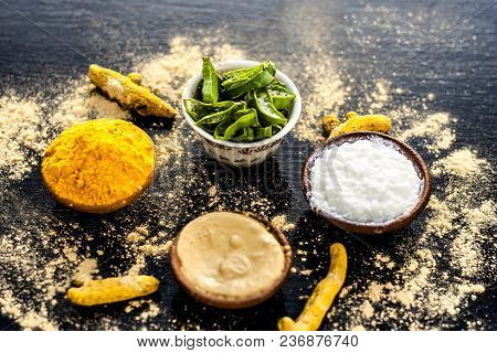 Haldi Ubtan With All Its Ingredients I.e. Aloe Vera Gel,curd Or Yogurt, And Turmeric Removes Acnes A