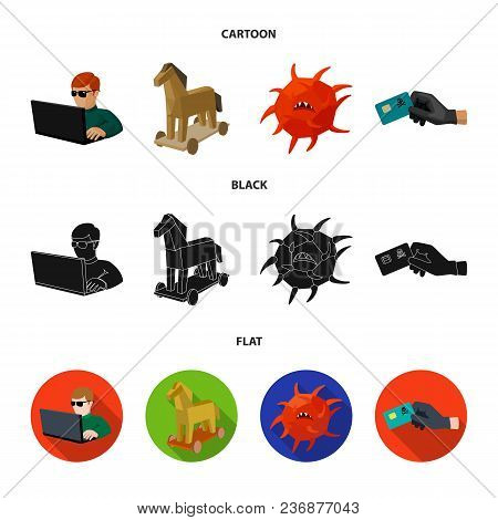 Hacker, Hacking, System, Internet .hackers And Hacking Set Collection Icons In Cartoon, Black, Flat 
