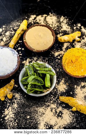 Haldi Ubtan With All Its Ingredients I.e. Aloe Vera Gel,curd Or Yogurt, And Turmeric Removes Acnes A