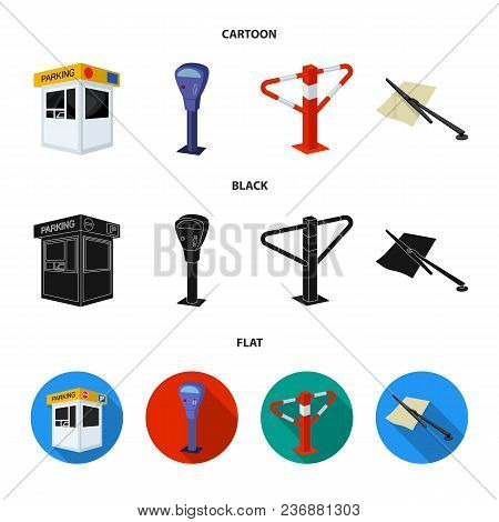A Parking Lot, A Parking Meter, A Check For Services, A Barrier. Parking Zone Set Collection Icons I