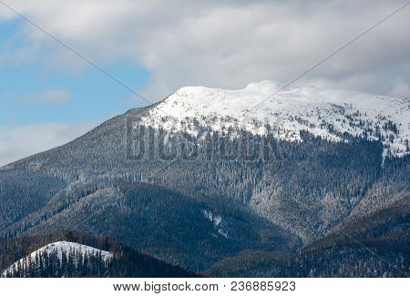 Morning Winter Snow Covered Scenery Picturesque Alp Mountain Ridge (ukraine, Carpathian Mountains, C
