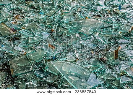 Broken Glass, Abstract Background, Close Up View