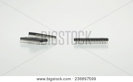Computer Chip Dip 40 Pin Isolated On White Background.