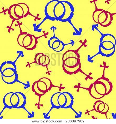 Gender And Sexual Orientation Icon Set. Seamless Vector Pattern. Lgbt Colors. Abstract Geometric Str