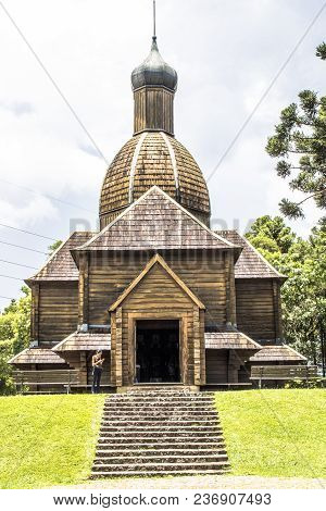 Curitiba, Brazil, December 30, 2017: Ukrainian Catholic Church Is A Tribute To European Immigrants I