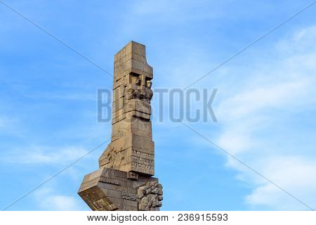 Gdansk Westerplatte, Poland - April 15, 2018: Westerplatte Monument In Memory Of The Polish Defender