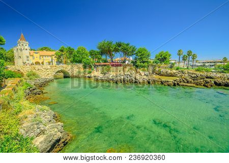 Scenic Landscape Of Palacio Do Conde De Castro Guimaraes Museum On Tagus River Estuary In Cascais Ba