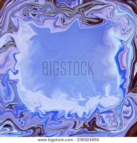 Mock Up Template With Fantasy Text Box. Multicolored Square Background. Abstract Blue Border, Semi P