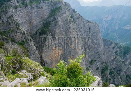 A Steep Mountain Slope With Picturesque Views.