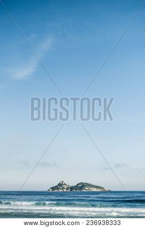Minimalist View Of Tijucas Island Seen From The Barra Da Tijuca Beach On A Beatiful Afternoon, Rio D