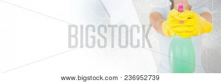 Cleaner with spray with bright background
