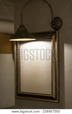 Metal Brass Light Fixture Fixed On The Wall
