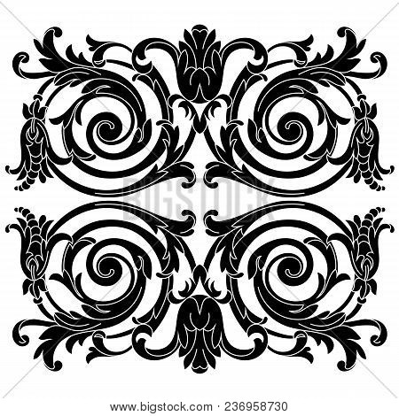 Black vintage ornament, baroque ornament, scroll ornament, engraving ornament, border ornament, floral ornament, retro pattern, antique pattern, style acanthus pattern, foliage pattern, swirl pattern decorative pattern, filigree pattern. vector