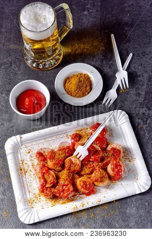 A Fresh And Tasty Curry Bockwurst With Beer