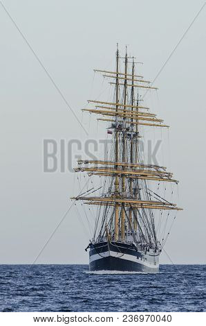 Sailing Vessel - A Four-masted Barque On Sea