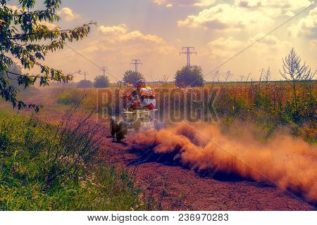 Ruse District, Bulgaria - July 21, 2017. Ivanovo Village Area, Ruse Region, Bulgaria, Atv In Action