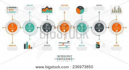 Infographic Timeline Template Can Be Used For Chart, Diagram, Web Design, Presentation, Advertising,