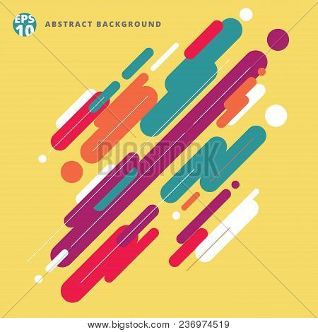 Abstract Modern Style Composition Made Of Various Rounded Lines Pattern Colorful On Yellow Backgroun