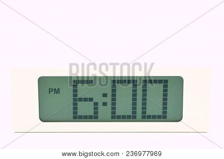 Digital Clock Showing Time 6.00 Minutes Isolated Over White Background.