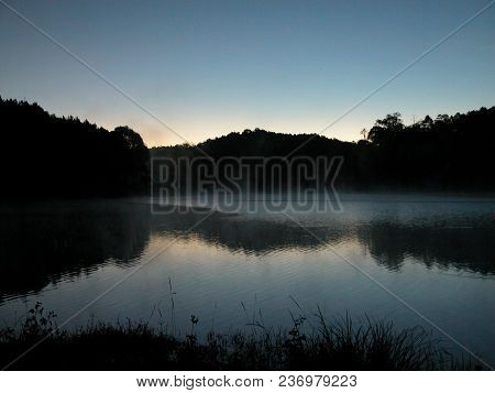 Fog Over The Surface Of The Pond