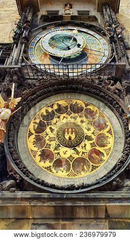 Old Town Hall Tower (staromestska Radnice) With Astronomical Clock In Prague, Czech Republic